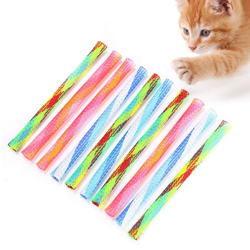 Tnfeeon Cat Spring Tube Toy, 10Pcs Freely Folding Spring Shape Multi Bouncing Toy Fun Pet Action Interactive Toys - Image 1